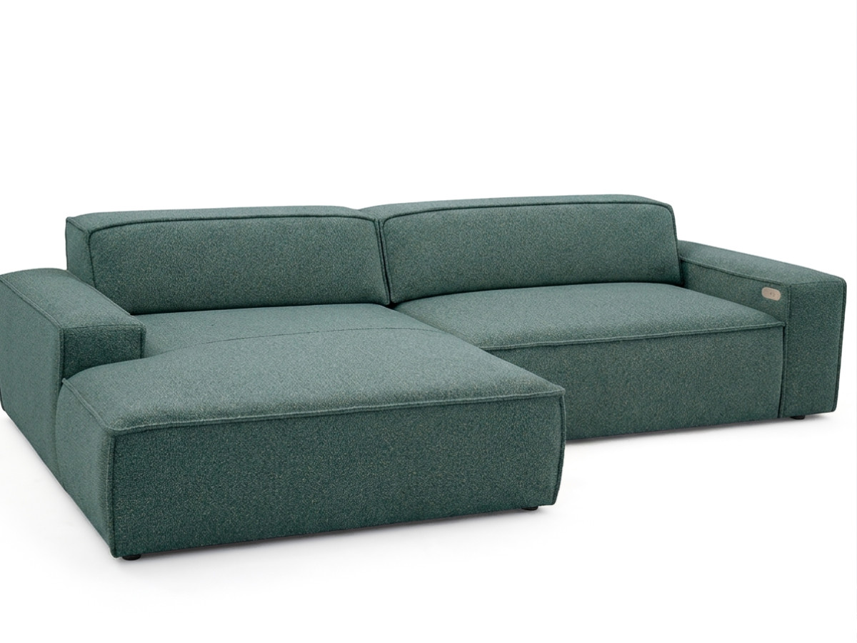 Bobochic Abel Ecksofa mit Schlaffunktion Melange-Stoff Grün Ecke links
