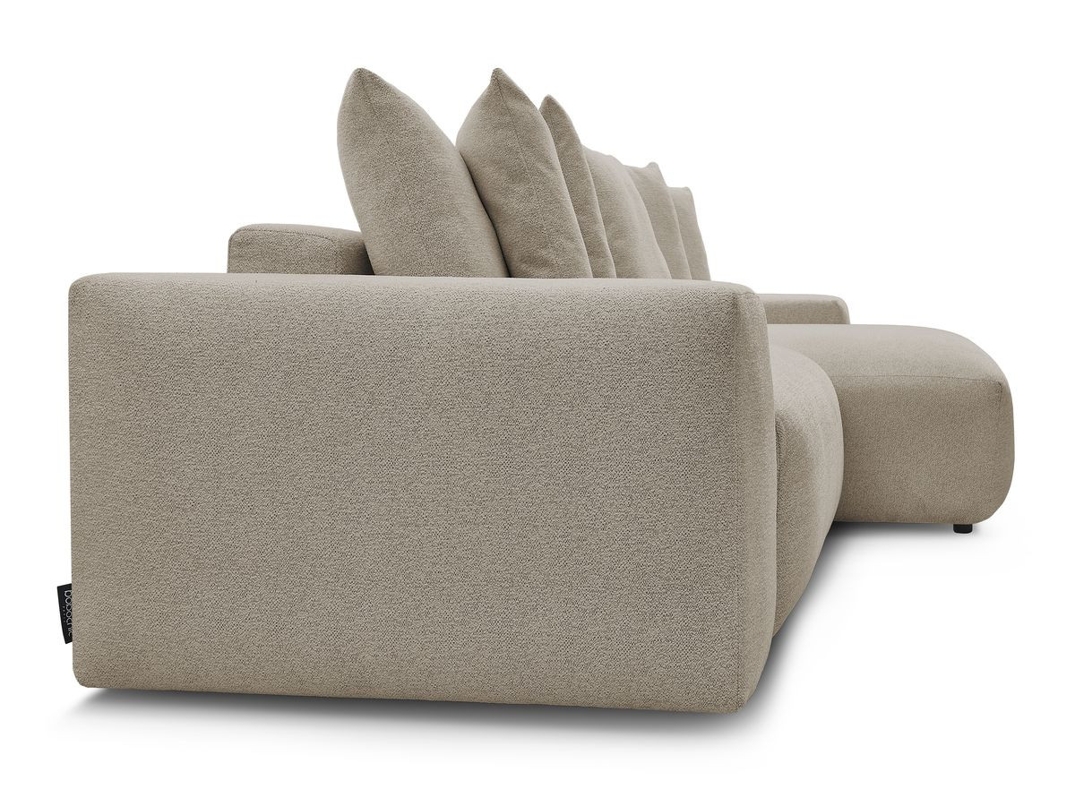 Bobochic Voltaire Ecksofa mit Schlaffunktion und Bettkasten Melange-Stoff Taupe