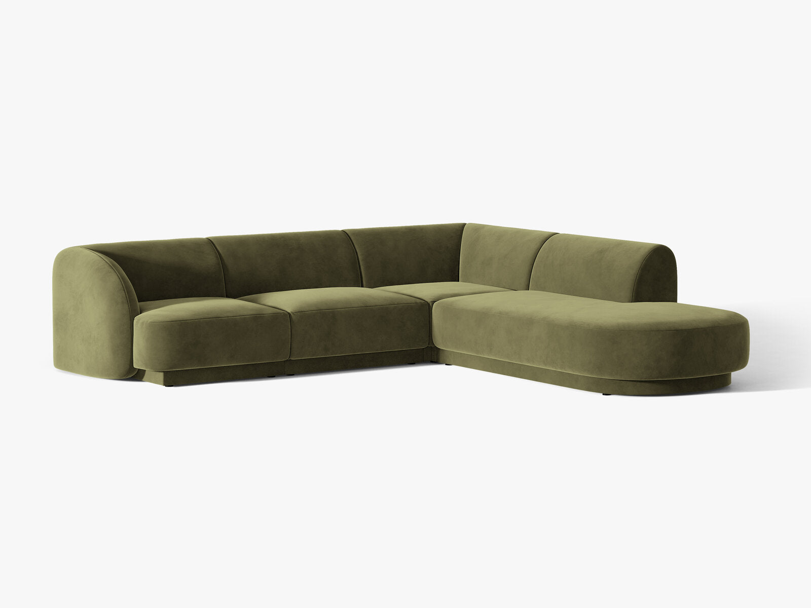 Micadoni Ecksofa Miley 6-Sitzer Rechts Samt Bluvel Grün