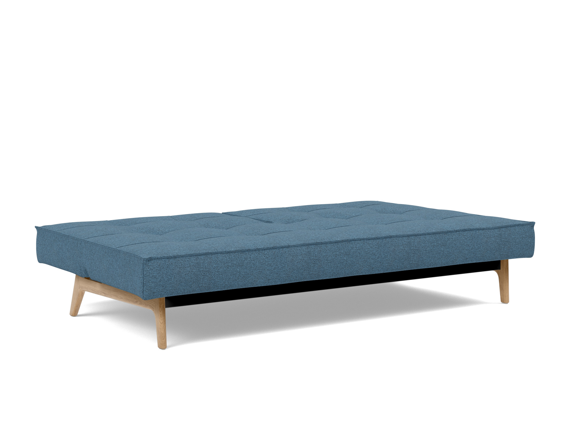 Schlafsofa Splitback Strukturierter Stoff Weda 302-Weda-Blue Beine Eiche