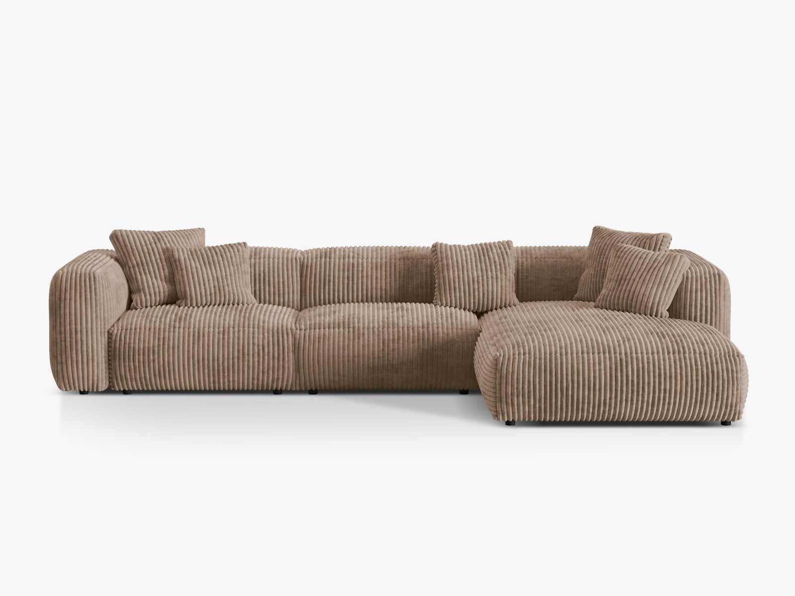 Micadoni Ecksofa Martina 3-Sitzer Rechts Kord Tilia Eichel