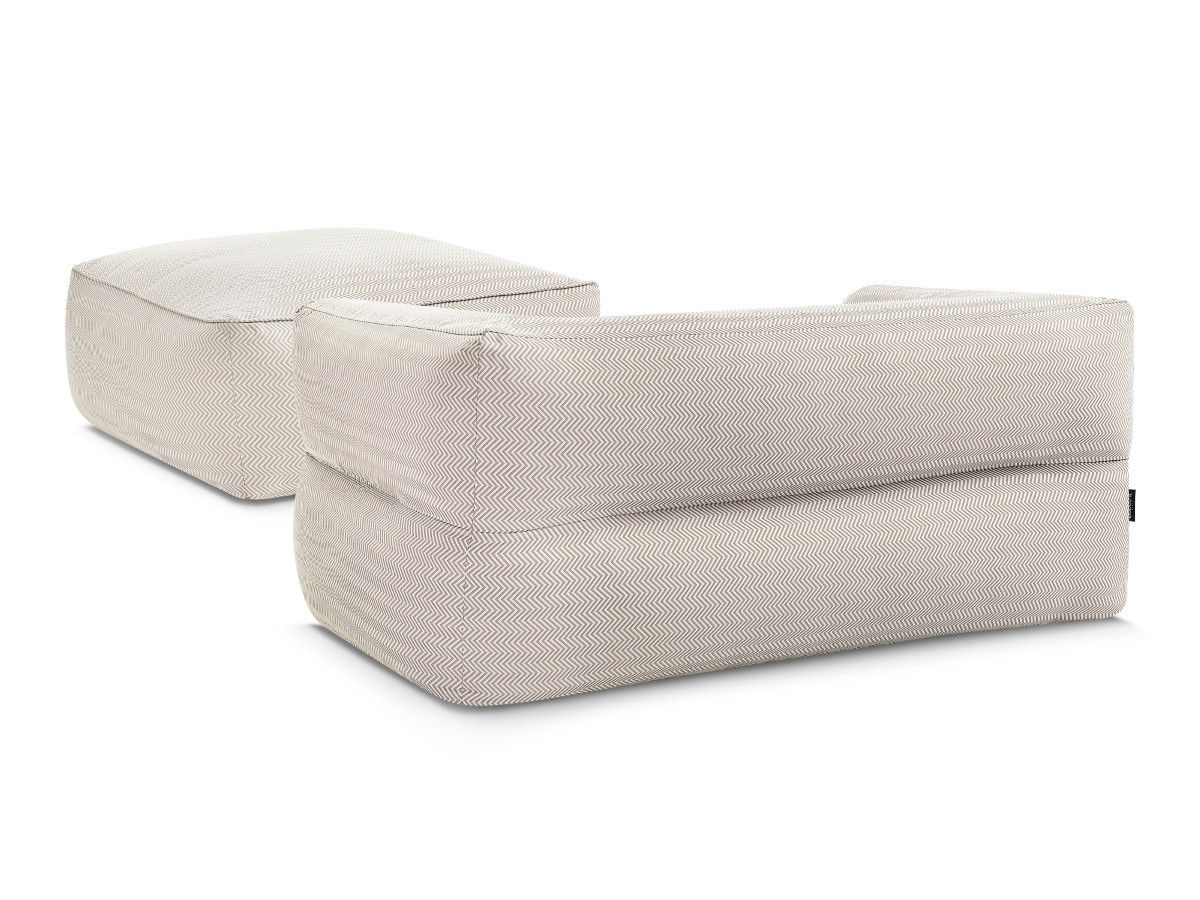 Bobochic Nour Gartensofa 3-Sitzer mit Pouf Stoff Beige