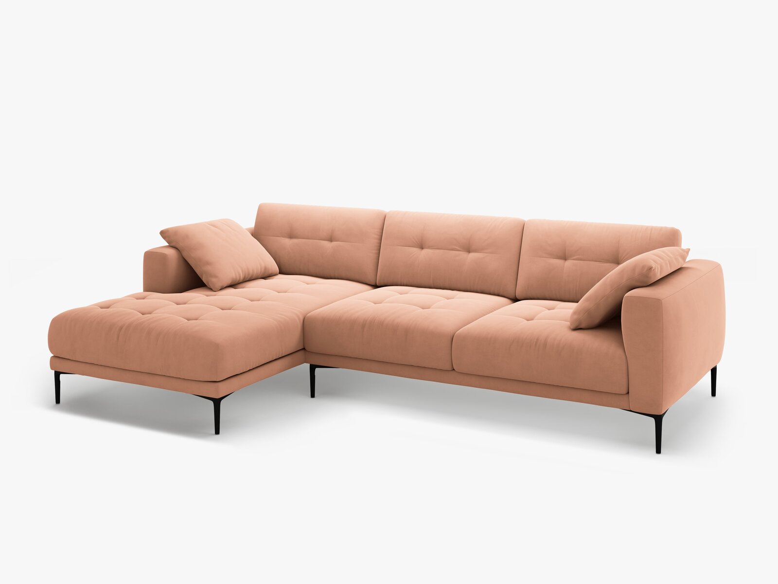 Micadoni Ecksofa Bemy 3-Sitzer Links Samt Rosa