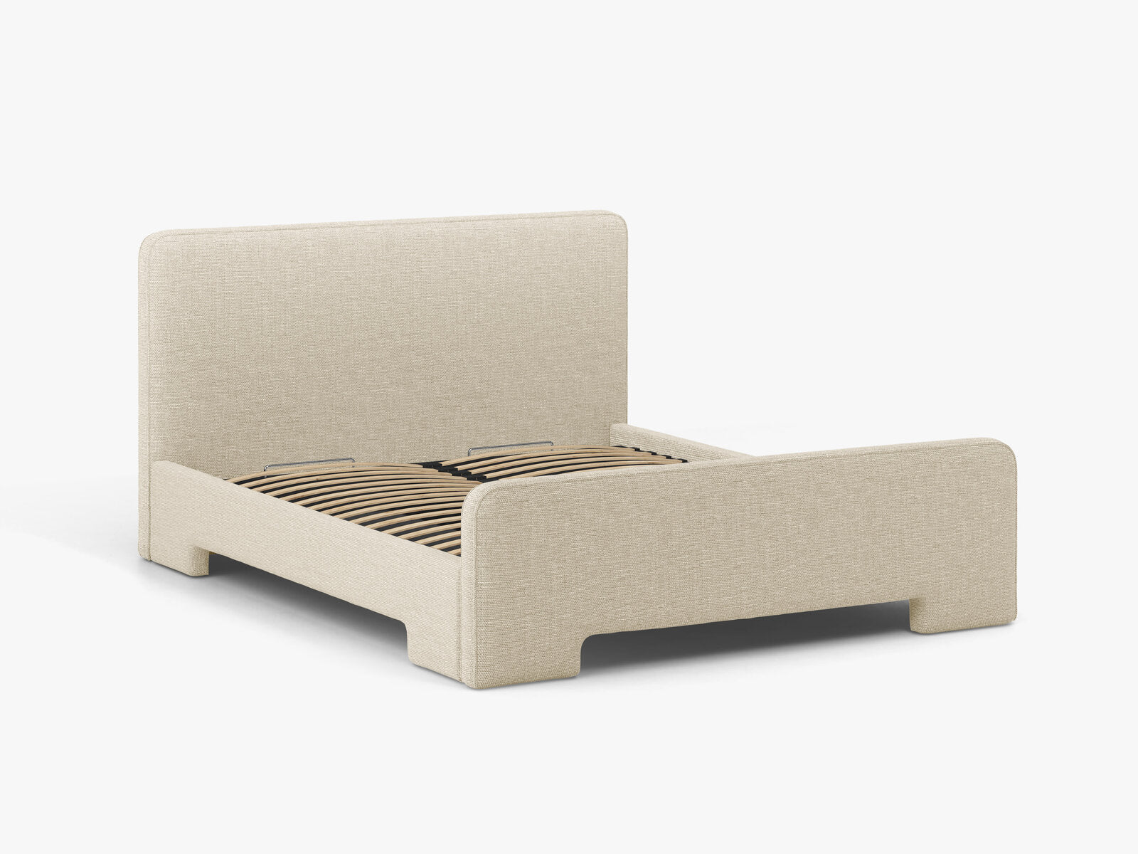 Micadoni Eda Bett mit Kopfteil Strukturierter Stoff Bjorn Beige 160x200