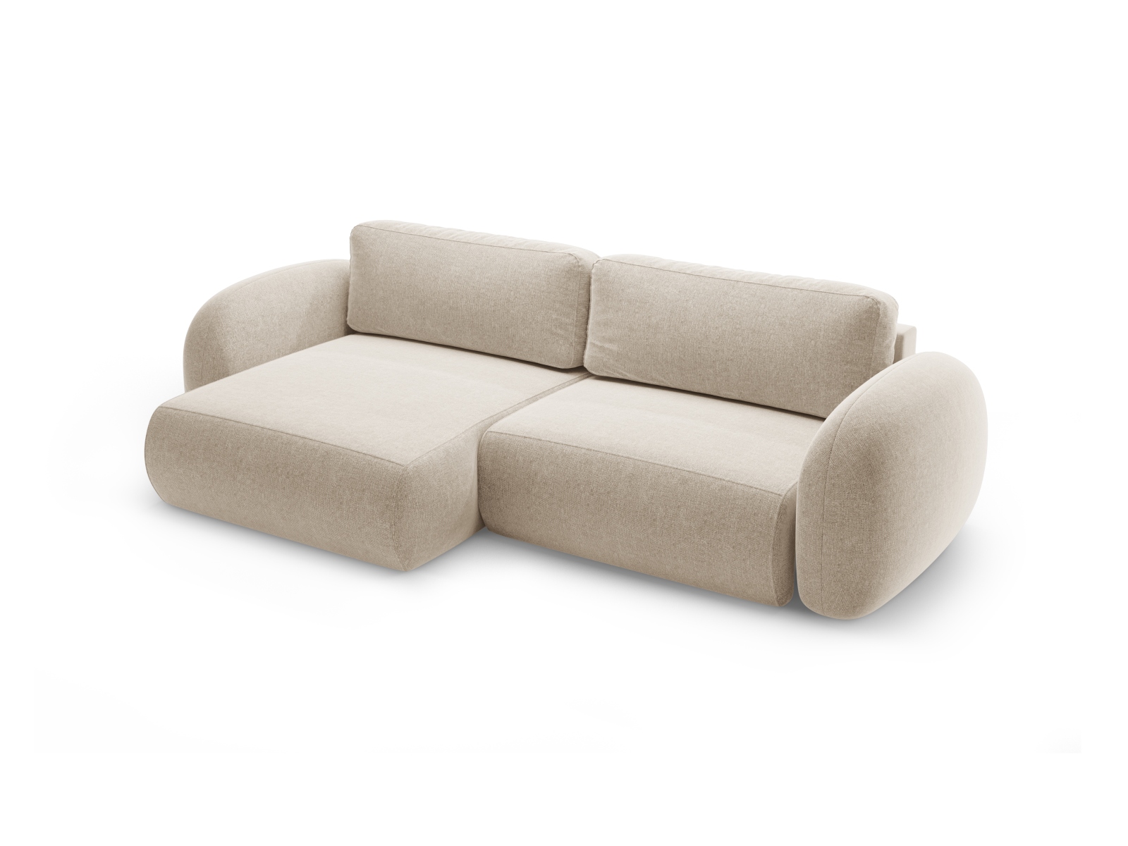 Cosmopolitan Design Wendbares Ecksofa Tonale 4-Sitzer mit Schlaffunktion und Bettkasten Chenille Eden Dunkelbeige