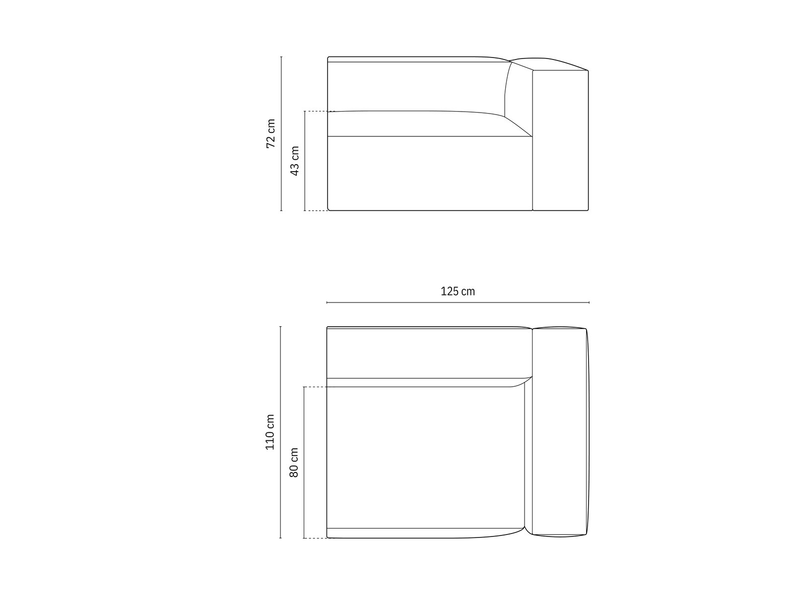 Micadoni Eckmodul Groß Nuria 1-Sitzer Rechts Boucle Graphit