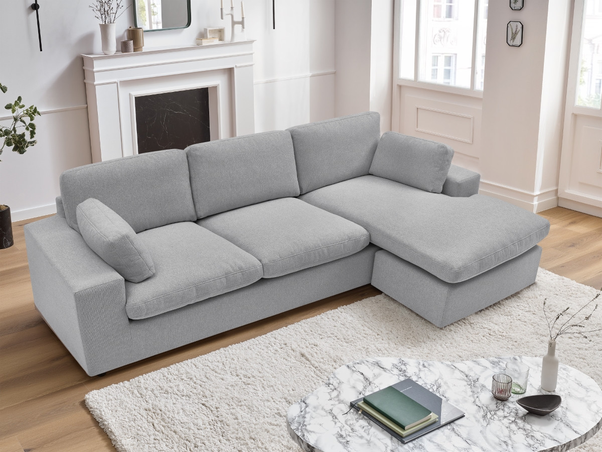 Bobochic Belair Ecksofa 220 × 139 cm Stoff Hellgrau