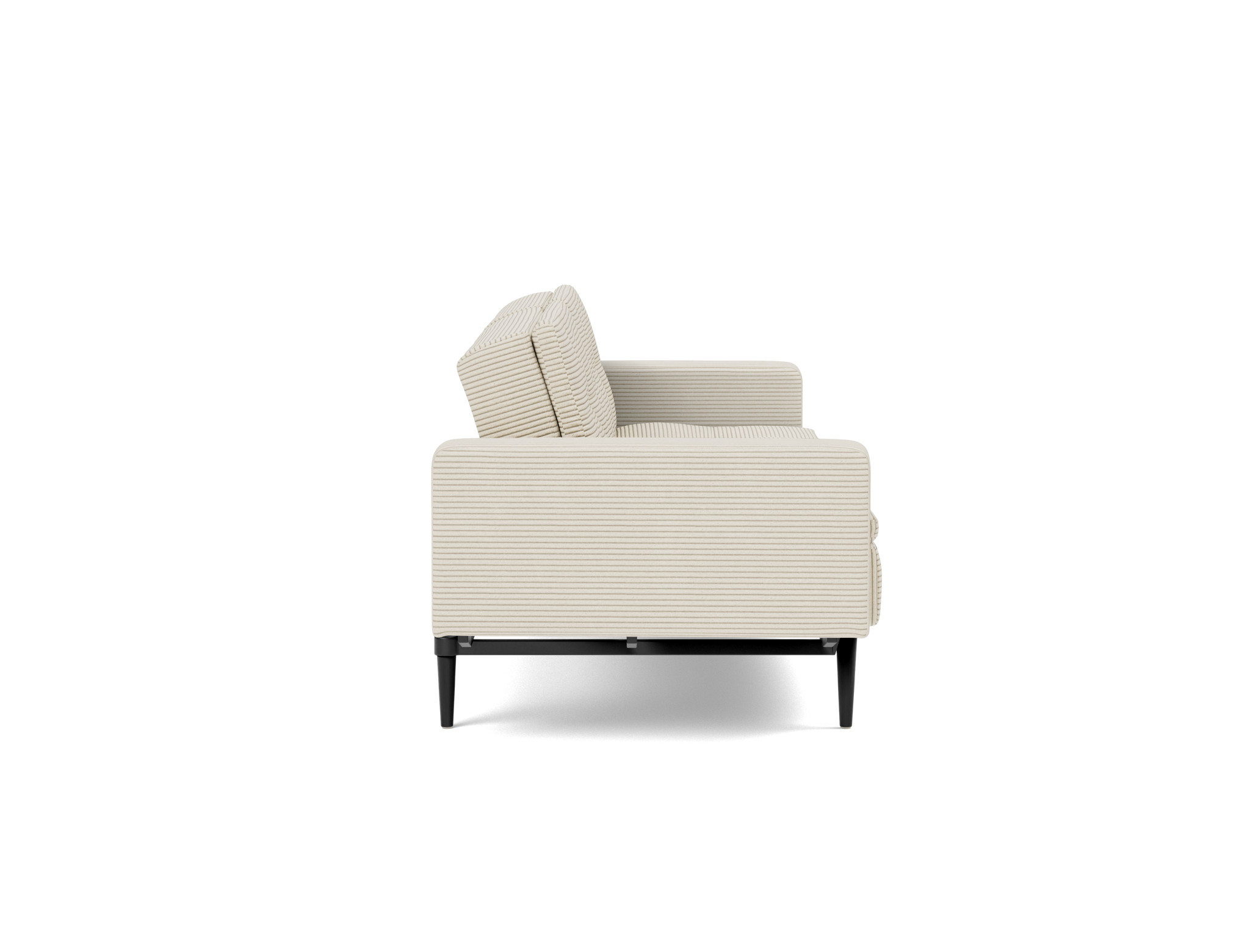 Schlafsofa Dublexo mit Armlehnen Kord Corduroy 594-Ivory Beine Styletto Eiche schwarz