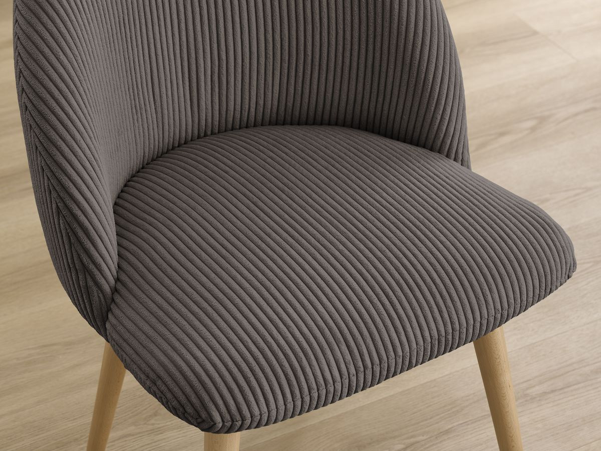 Bobochic Lalie Esszimmerstuhl 2er-Set mit skandinavischen Holzbeinen Cordsamt Taupe