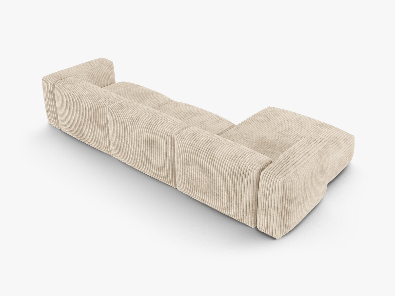 Micadoni Ecksofa Martina 3-Sitzer 90cm Sitztiefe Links Kord Tilia Helles Beige