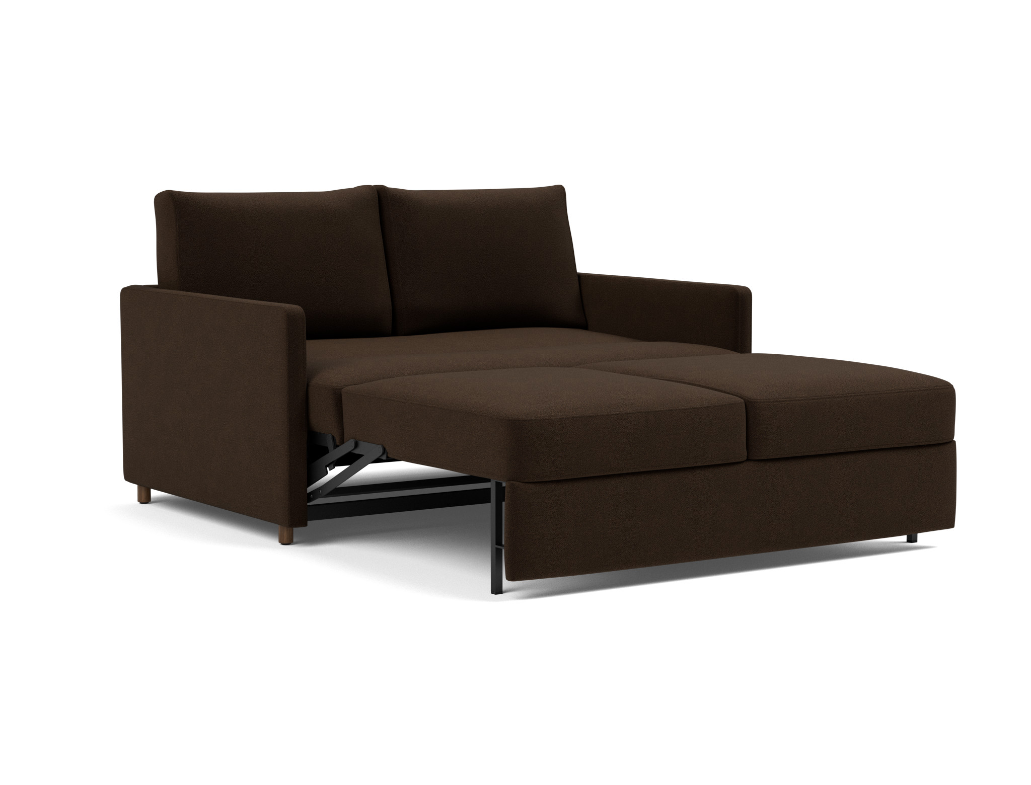 Schlafsofa Neah mit Slim-Armlehnen 140 Strukturierter Stoff Taura 358-Chocco