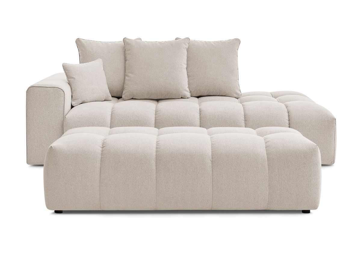 Bobochic Mont-blanc Sofa 5-Sitzer mit Pouf Melange-Stoff Beige Armlehne links