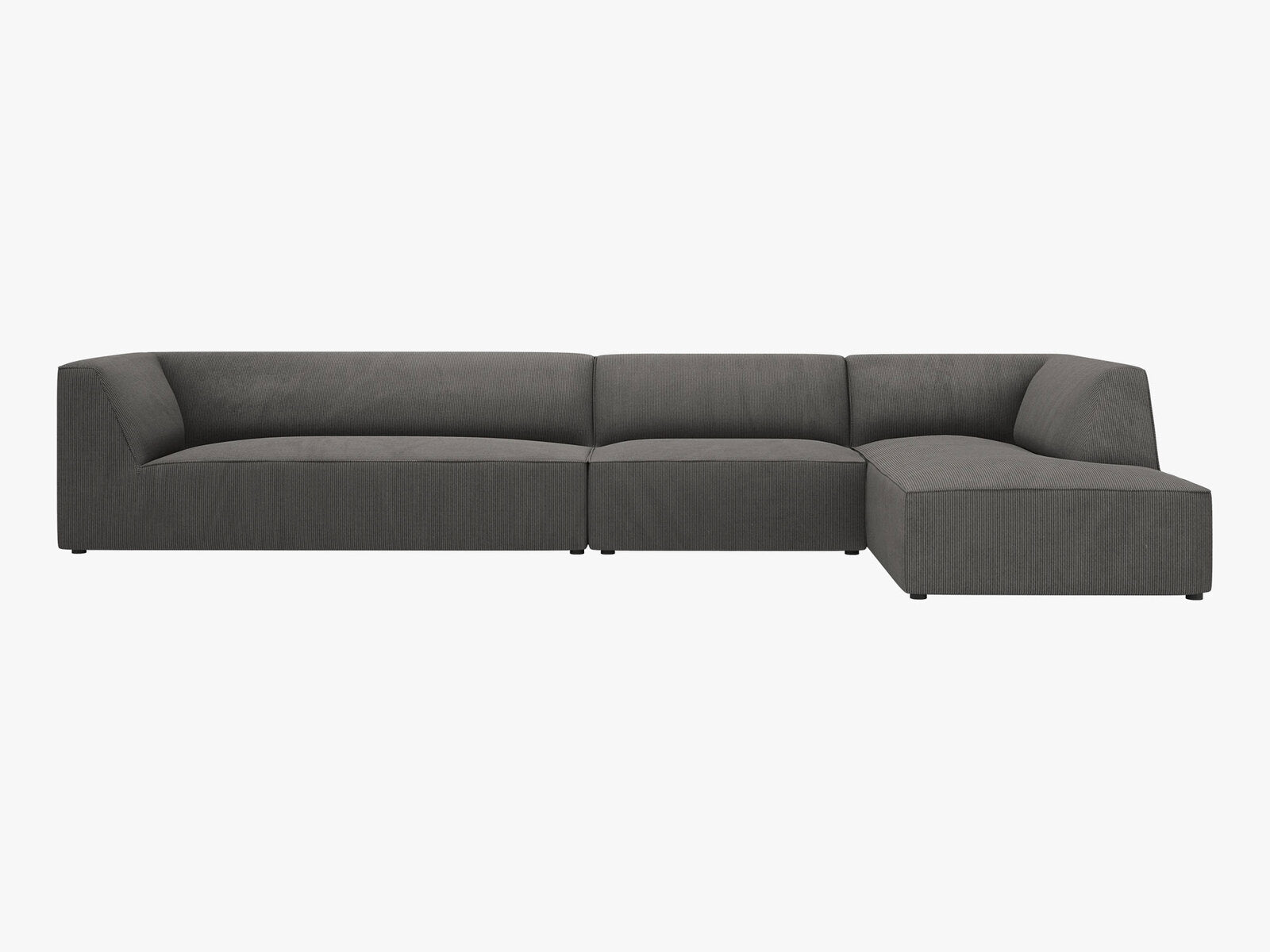 Micadoni Ecksofa Ruby 5-Sitzer Rechts Kord Scala Dunkelgrau