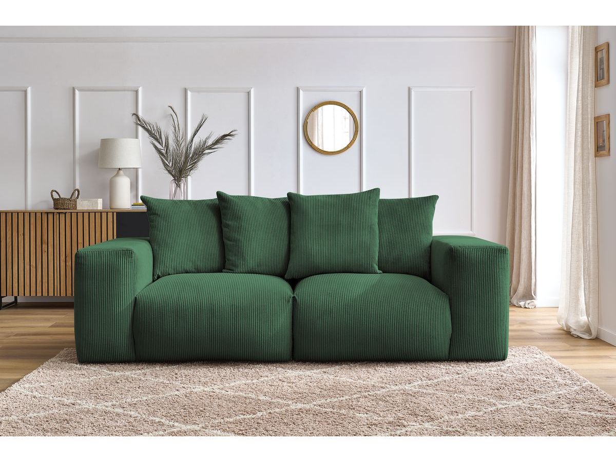 Bobochic Voltaire Sofa 3-Sitzer 248 × 100 cm Cordsamt Grün