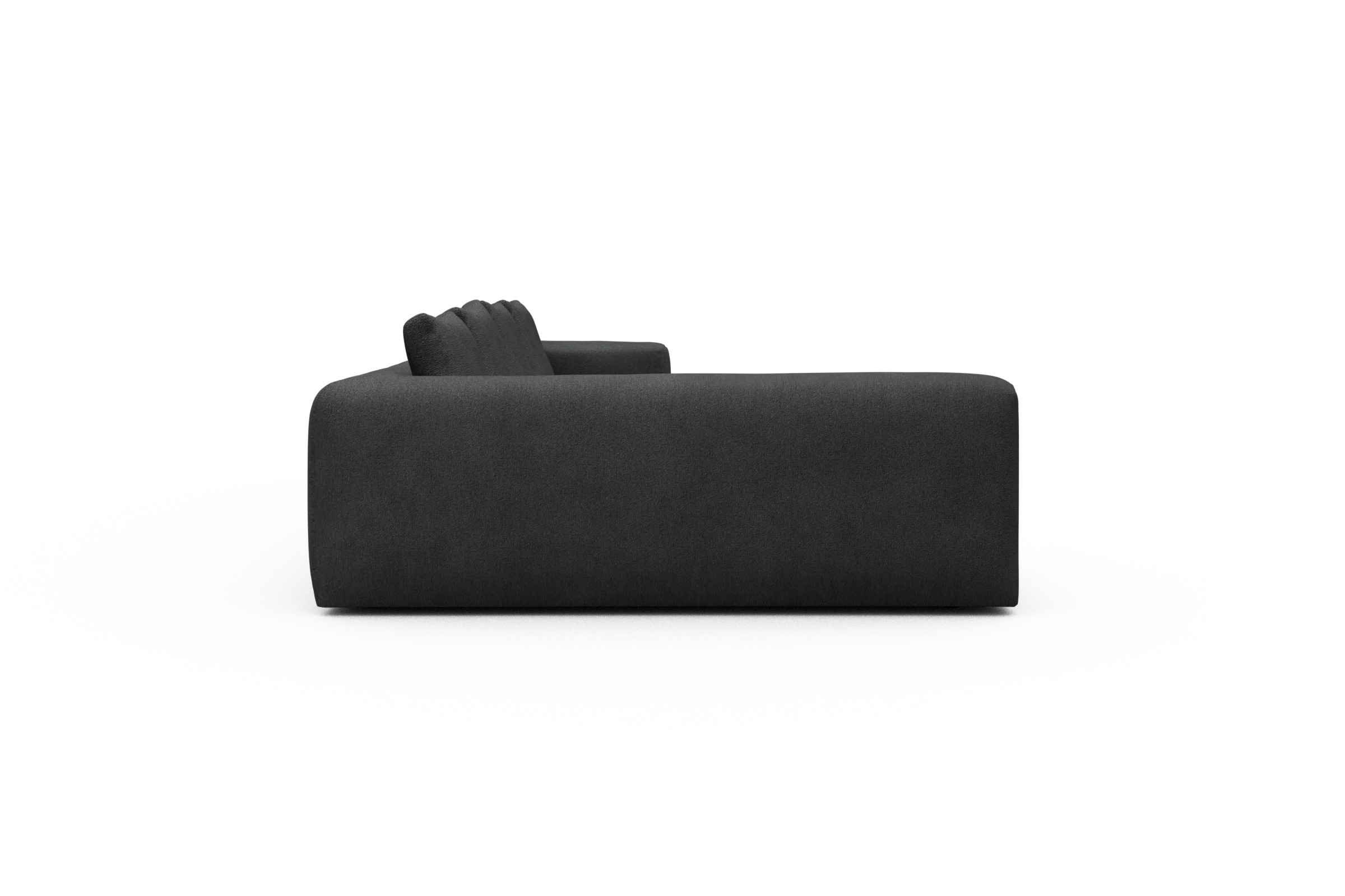 Wohnlandschaft Fred Chaiselongue rechts mit 2-Sitzer und lange Armlehne links Boucle-Charcoal