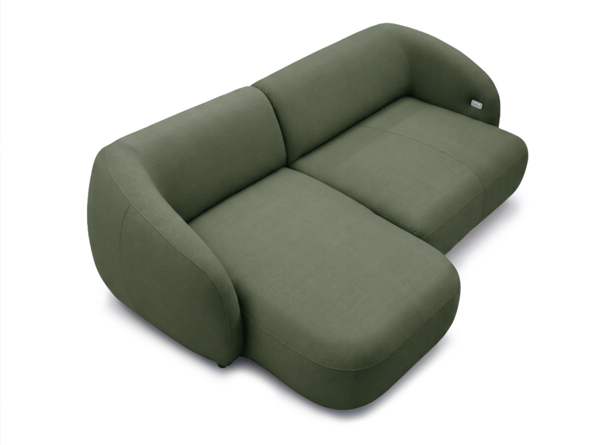 Bobochic Halo Ecksofa mit Schlaffunktion Stoff Grün Ecke links