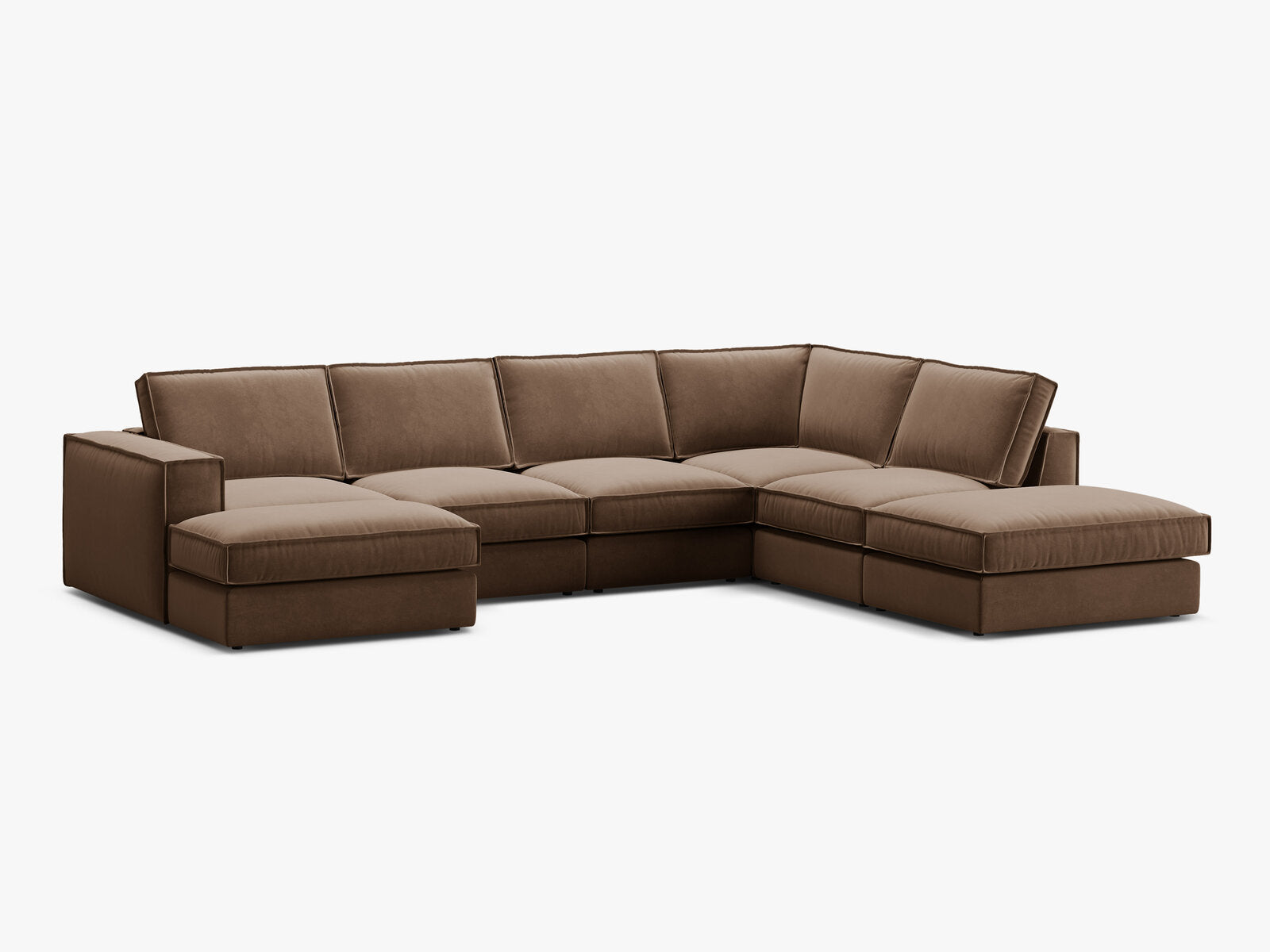 Micadoni modulares Panorama Ecksofa Pola 5-Sitzer Rechts Samt Salvador Schokolade