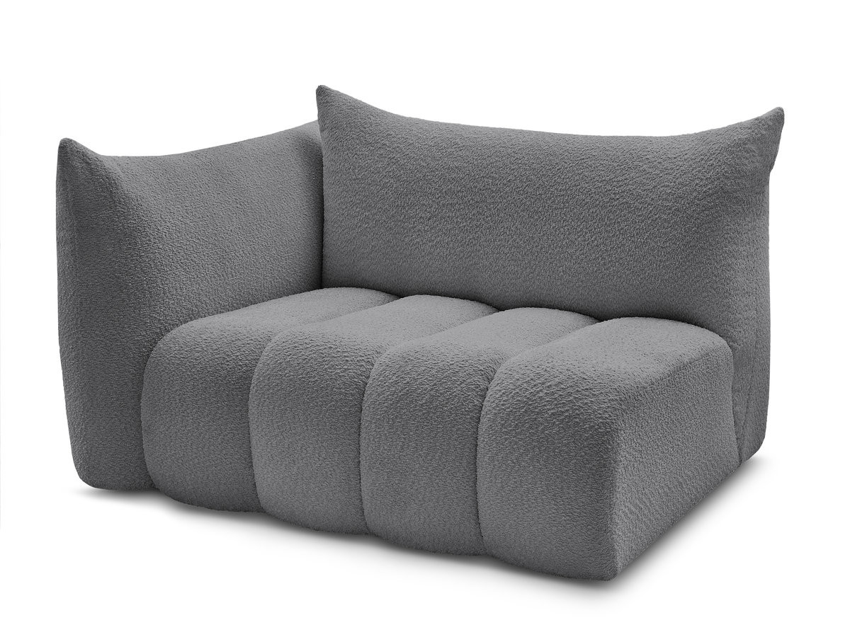 Bobochic Azra Sofamodul 2-Sitzer 143 × 112 cm Bouclé-Stoff Dunkelgrau Ecke links
