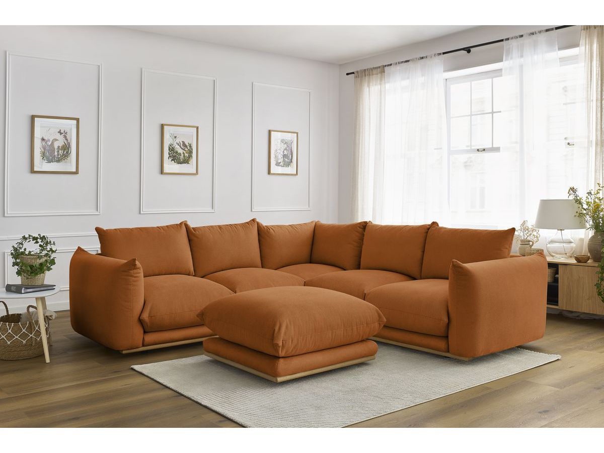 Bobochic Ernest Ecksofa mit Pouf Stoff Orange