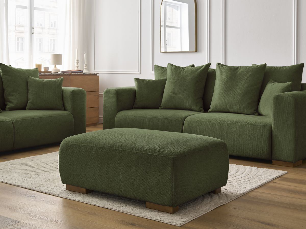 Bobochic Sidonie Sofa 6-Sitzer mit Pouf Melange-Stoff Grün