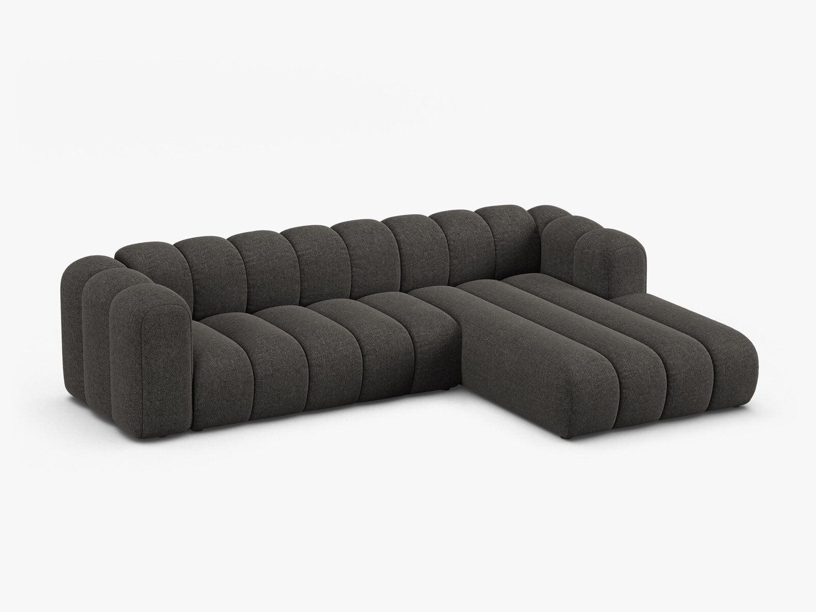 Micadoni Modulares Ecksofa Lupine 4-Sitzer Rechts Chenille Eden Dunkelgrau