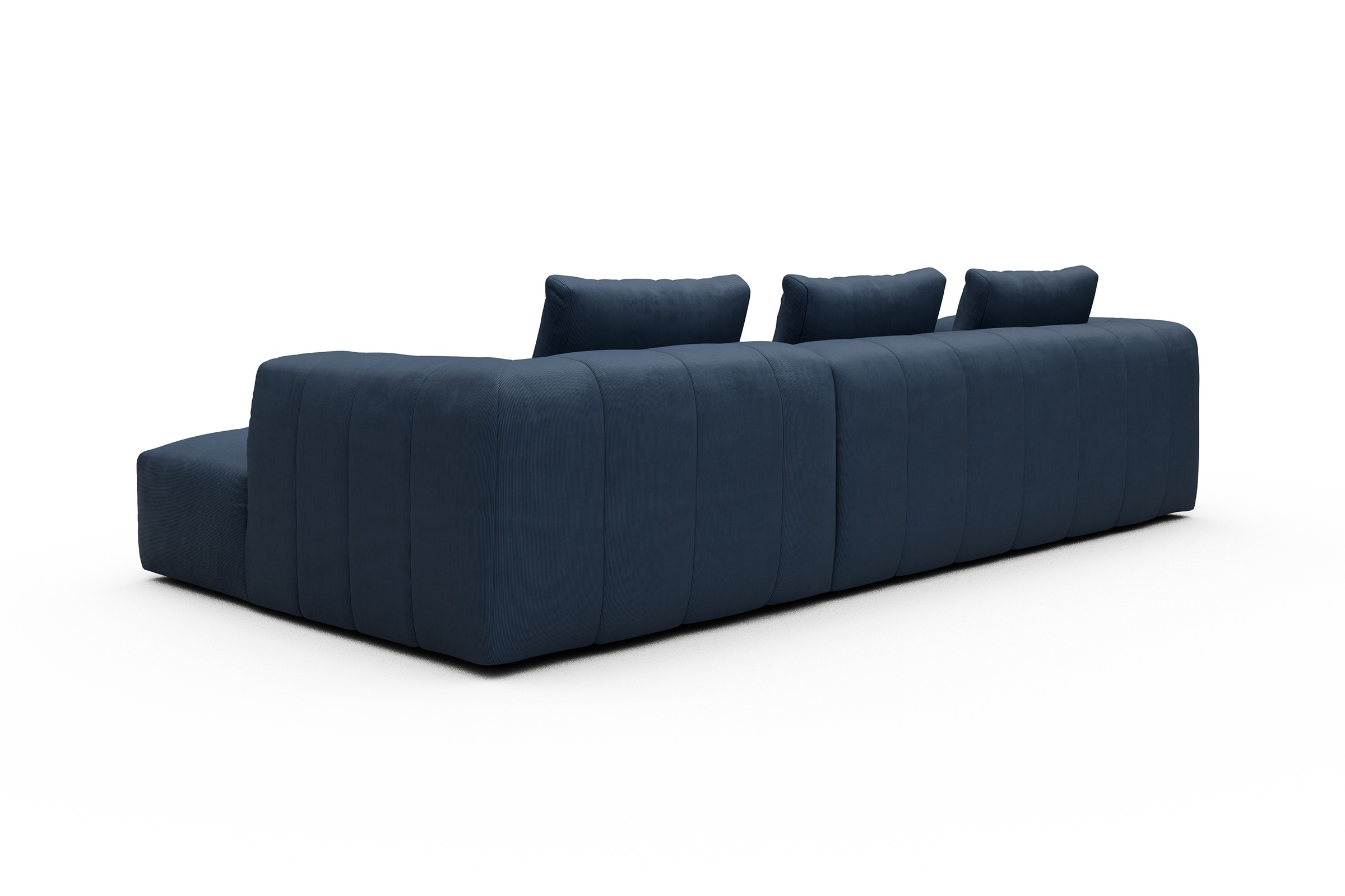 Ecksofa Hugo 2,5-Sitzer Armlehne links mit Chaiselongue Cordufine-Royal-Blue