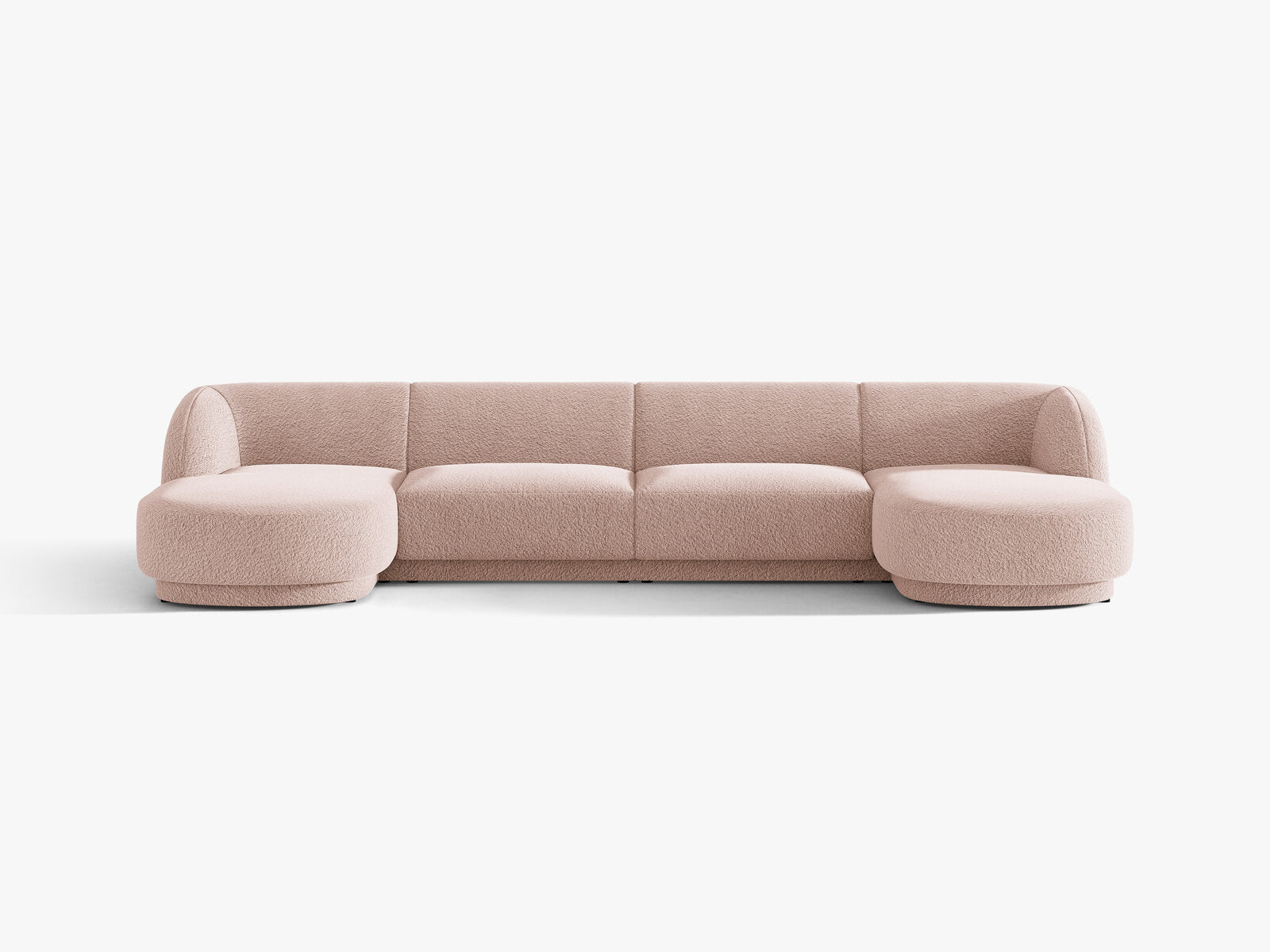 Micadoni Panorama-Sofa Miley 5-Sitzer Boucle Baloo Puderrosa