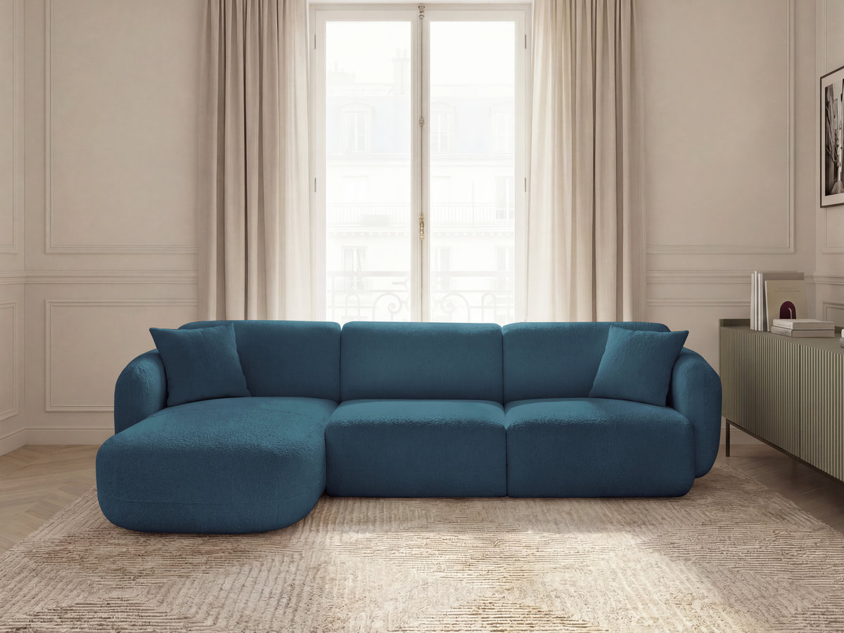 Bobochic Anda Ecksofa 292 × 163 cm Chenille Hellblau Ecke links