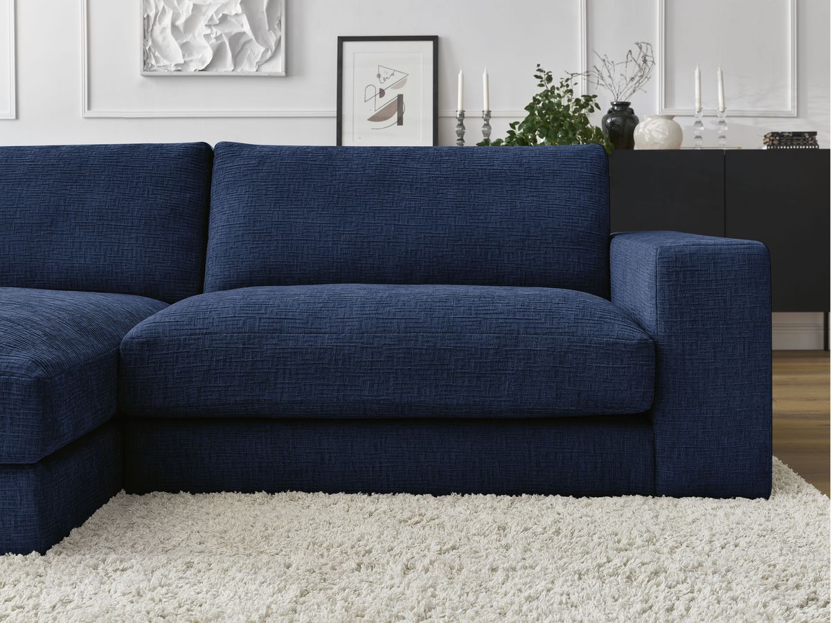 Bobochic Leonard Ecksofa 234 × 159 cm Strukturstoff Dunkelblau Ecke links
