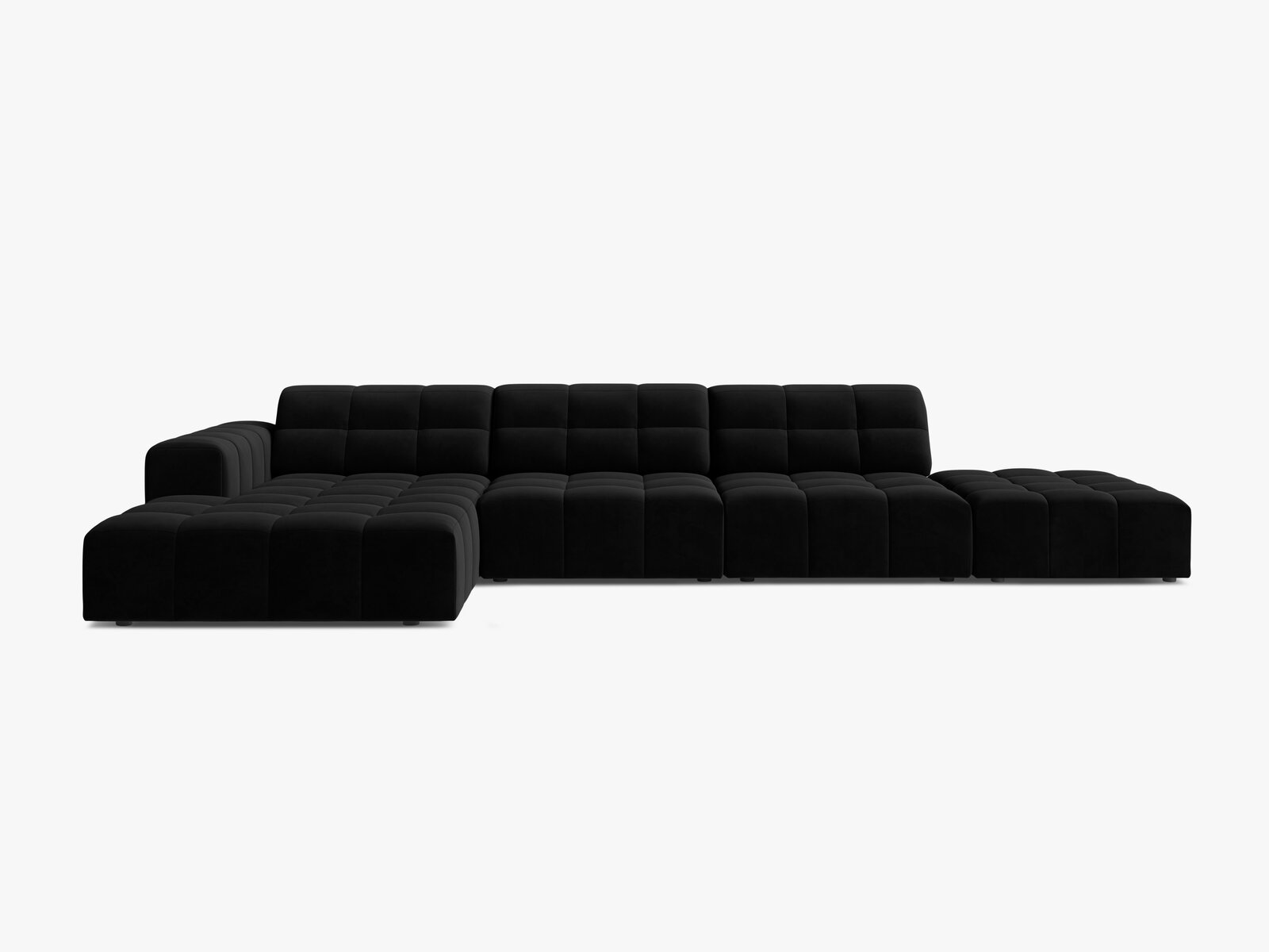 Micadoni Ecksofa Jennifer 5-Sitzer Links Samt Bluvel Schwarz