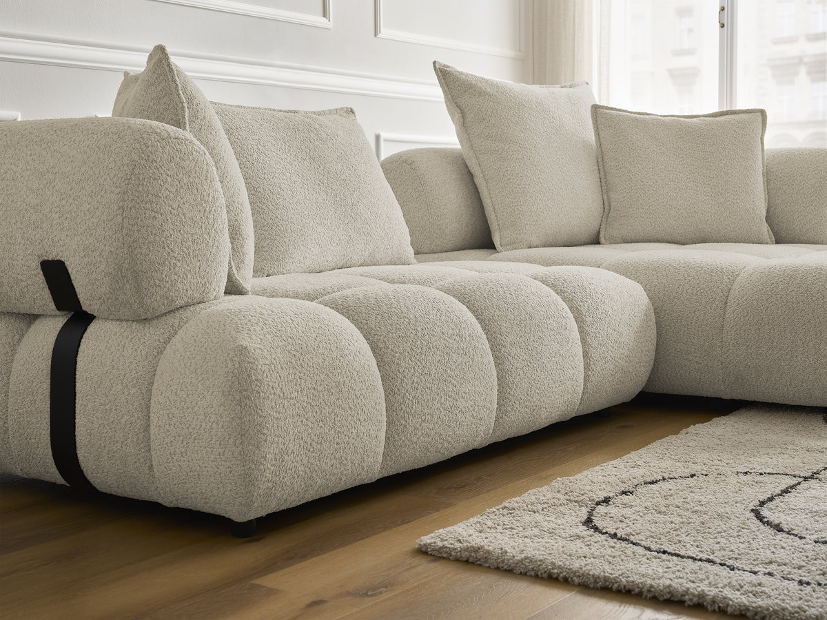 Bobochic Alya Ecksofa Bouclé-Stoff Beige Ecke rechts