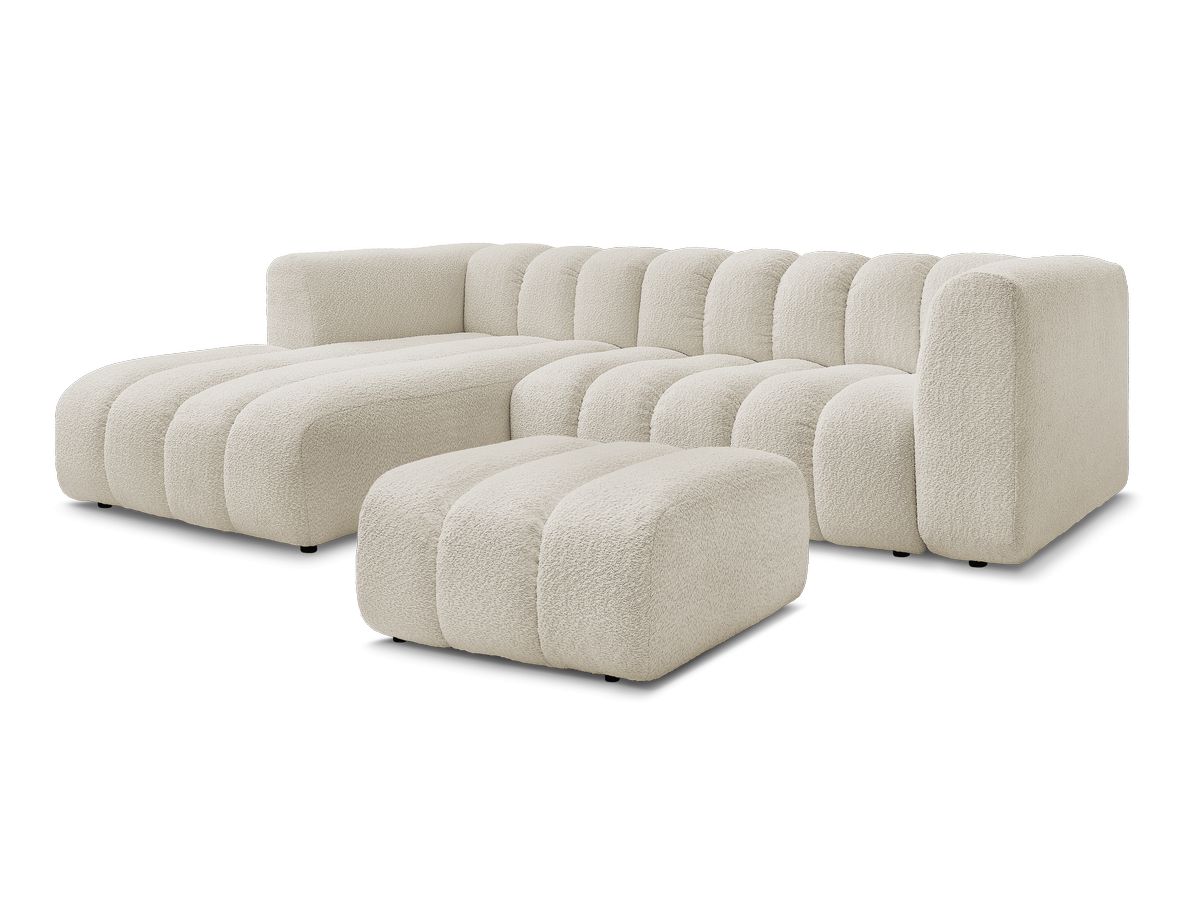 Bobochic Talia Ecksofa mit Pouf Bouclé-Stoff Beige Ecke links