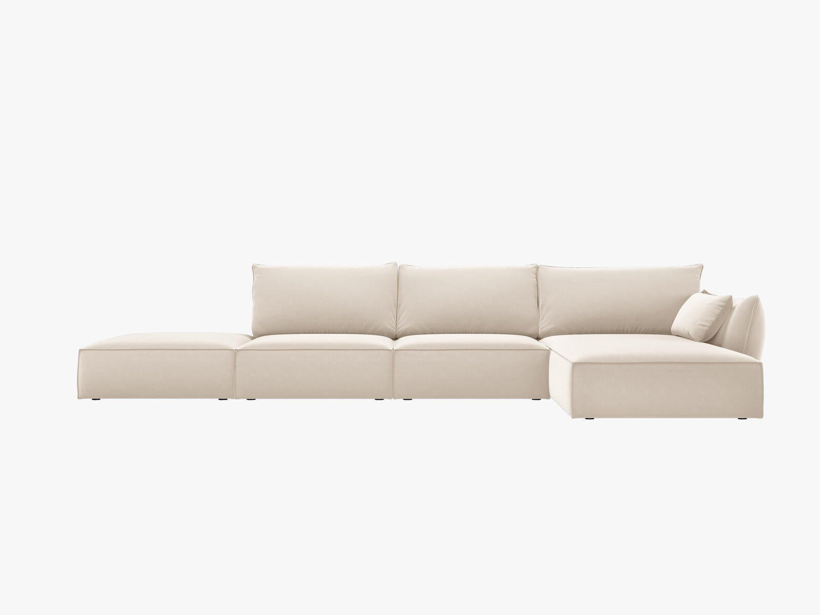 Micadoni Ecksofa Kaelle 5-Sitzer Rechts Samt Bluvel Helles Beige