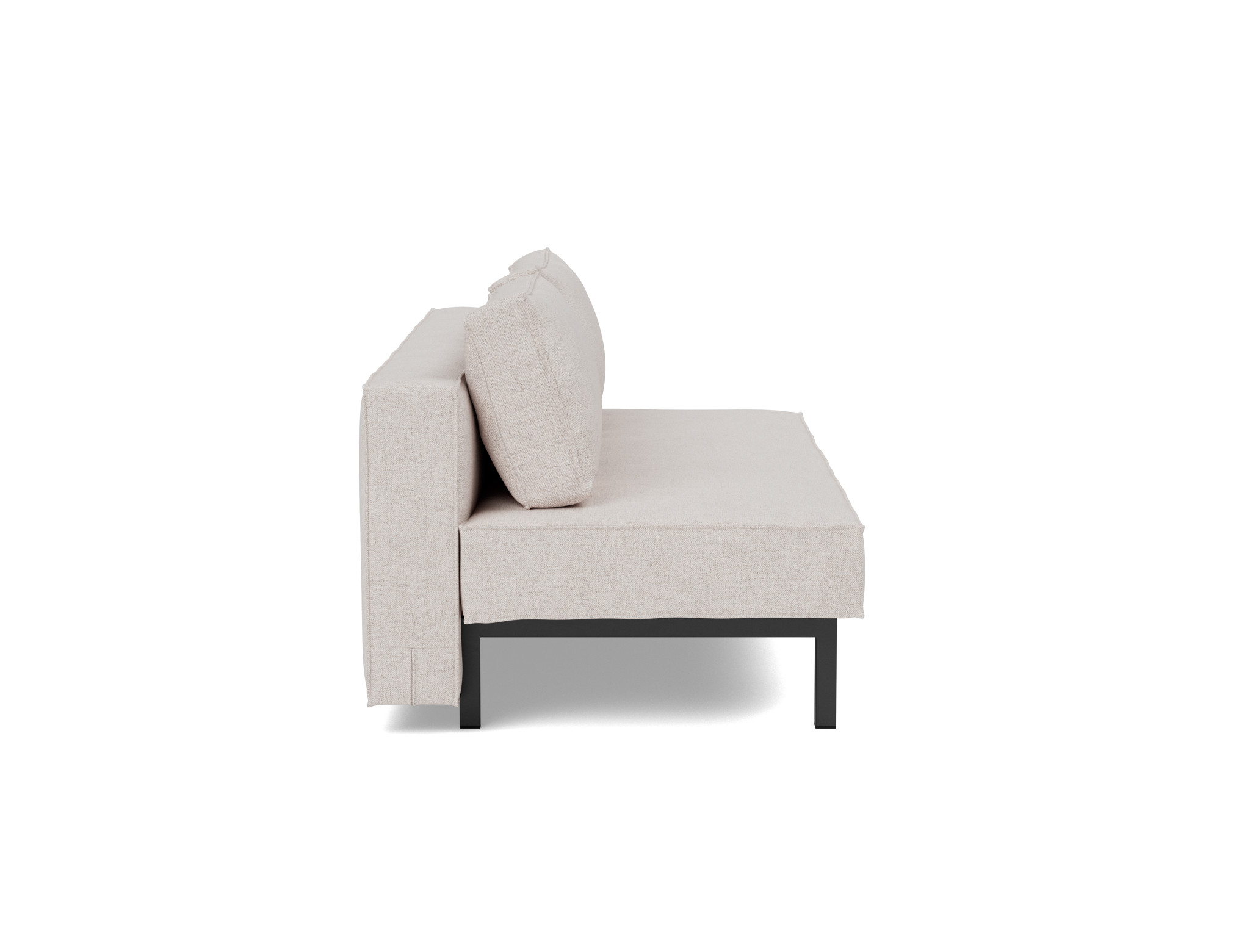 Schlafsofa Sly Strukturierter Stoff Weda 300-Weda-Sand Beine Schwarzes Metall