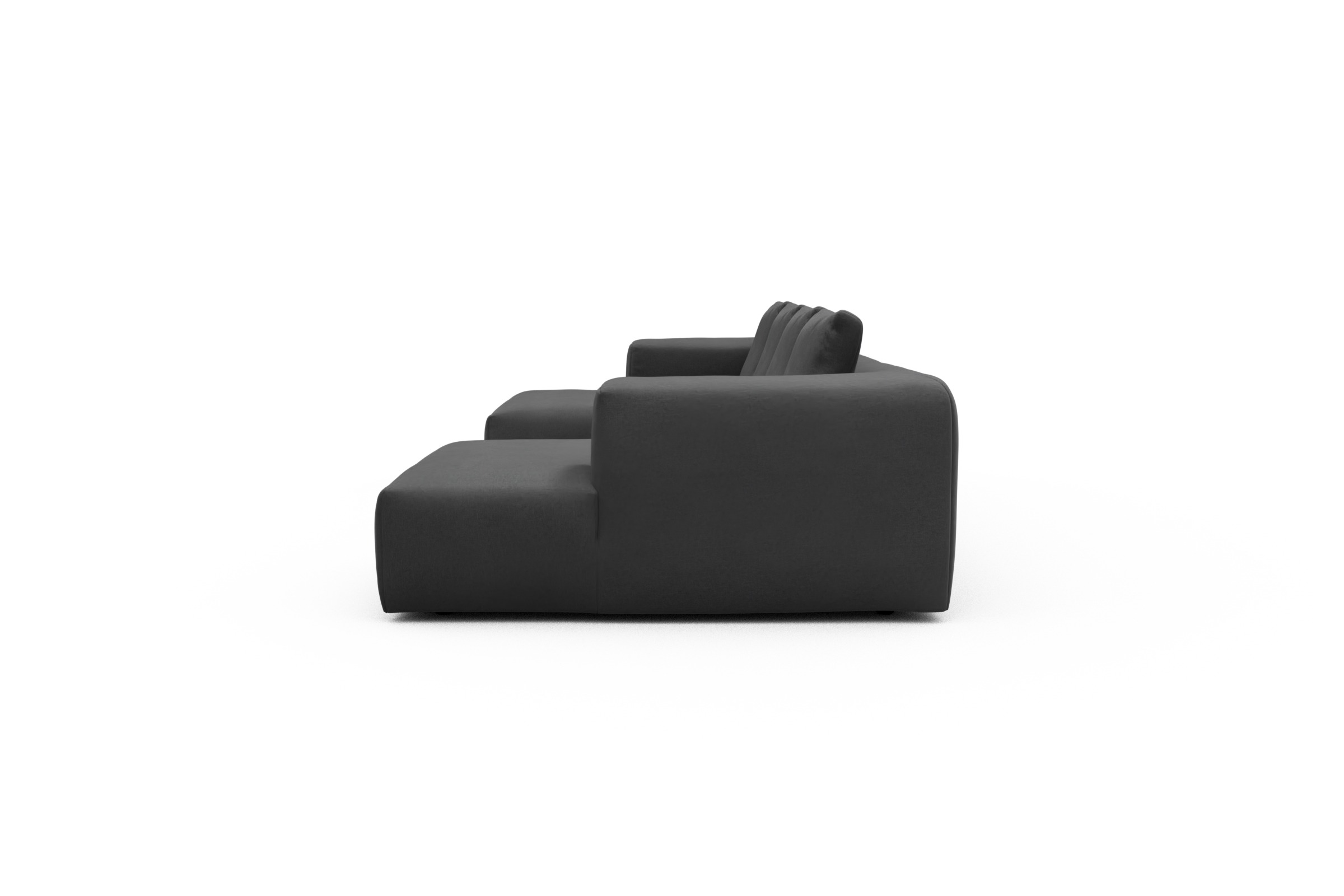 Wohnlandschaft Fred mit 2-Sitzer und Chaiselongue beidseitig Satya-Zinc
