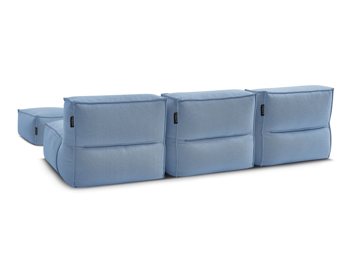 Bobochic Biarritz Gartensofa 4-Sitzer mit Pouf 252 × 168 cm Melange-Stoff Blau
