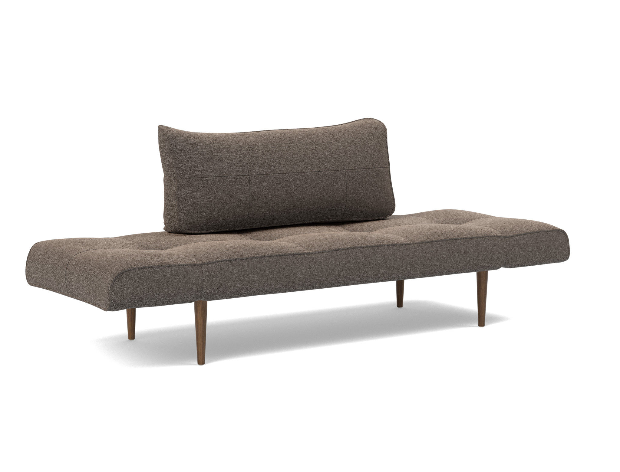 Tagesbett Zeal Boucle Skandi 530-Taupe Beine Styletto Eiche dunkel
