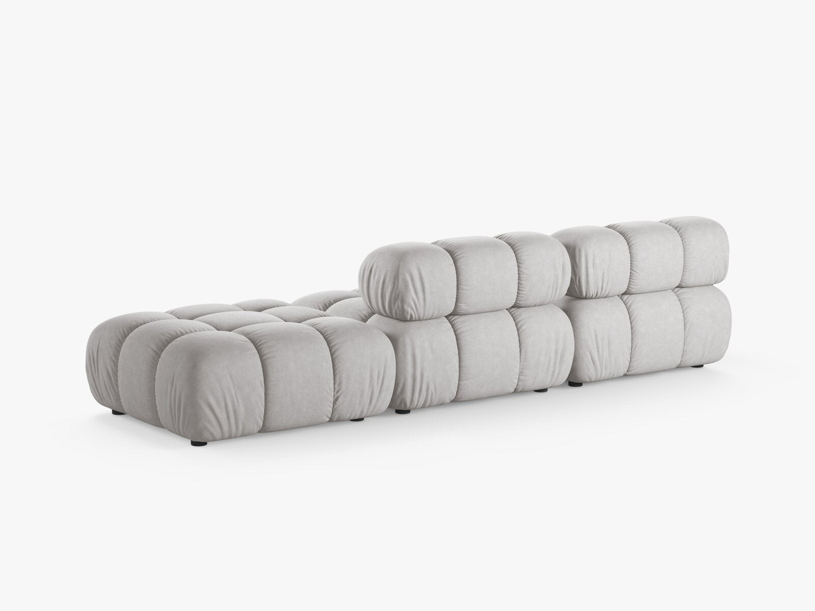 Micadoni Modulares Sofa Bellis 4-Sitzer Rechts Strukturierter Stoff Liberty Hellgrau