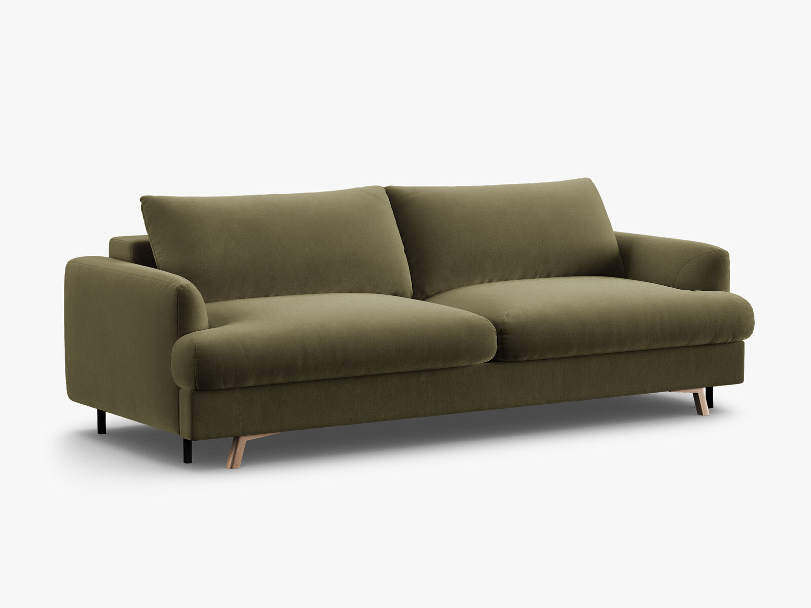 Micadoni Naomi Schlafsofa 3-Sitzer mit Bettkasten Samt Salvador Grün