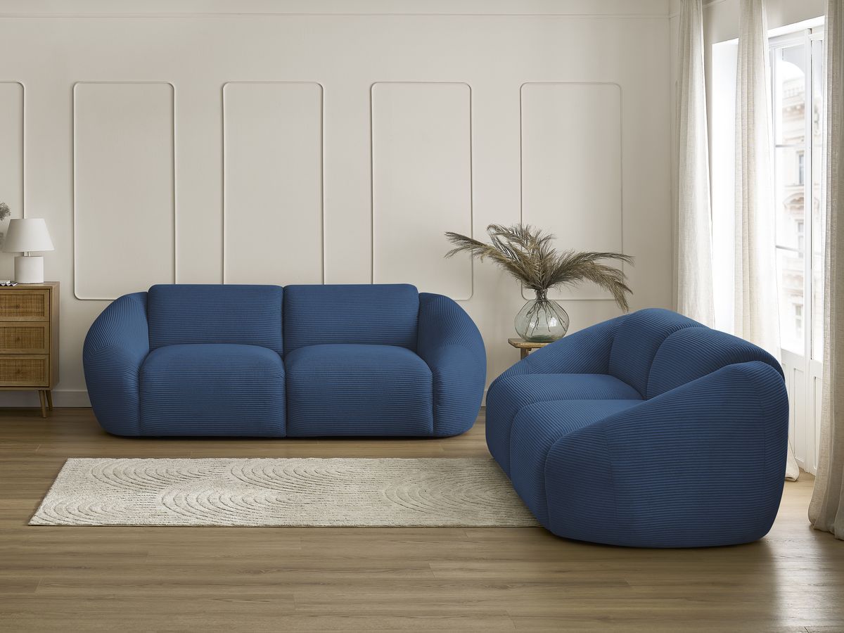 Bobochic Tina Sofa 5-Sitzer Cordsamt Dunkelblau