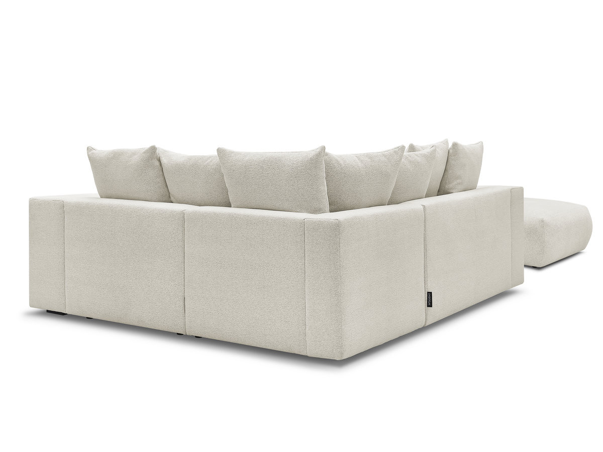 Bobochic Voltaire Ecksofa mit Pouf 268 × 214 cm Melange-Stoff Weiß Ecke rechts