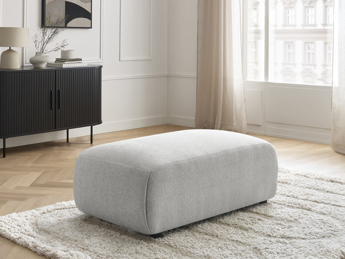 Bobochic Jana Pouf 63 × 114 cm Melange-Stoff Hellgrau