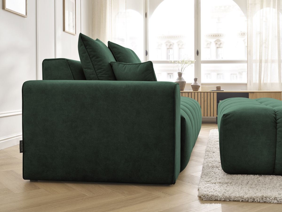 Bobochic Mont-blanc Sofa 5-Sitzer mit Pouf Samt Grün Armlehne links