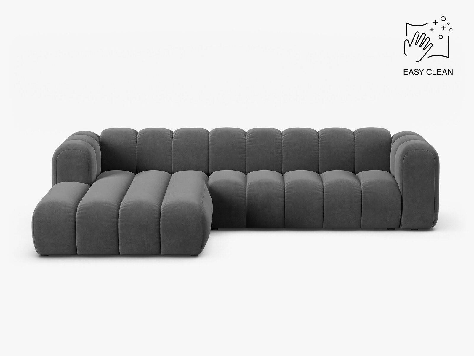 Micadoni Modulares Ecksofa Lupine 4-Sitzer Samt Venus Grau Links
