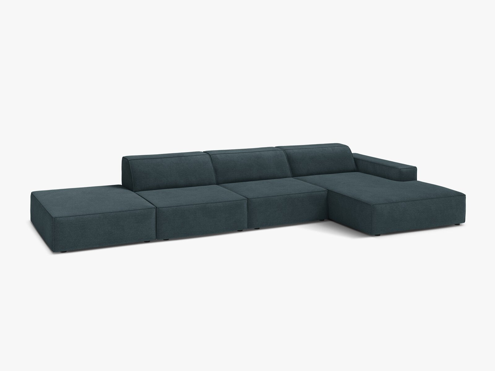Micadoni Ecksofa Jodie 5-Sitzer Strukturierter Stoff Liberty Dunkel Petrol Rechts
