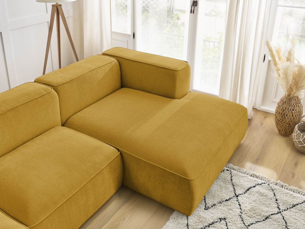Bobochic Zephyr Ecksofa 349 × 165 cm Strukturstoff Gelb Ecke rechts