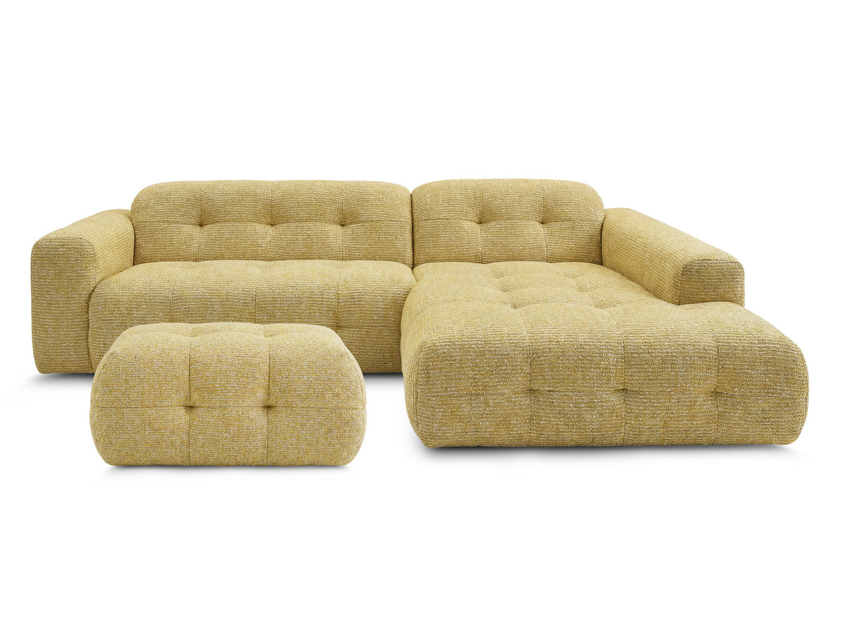 Bobochic Laura Ecksofa mit kleinem Pouf Melange-Stoff Gelb Ecke rechts