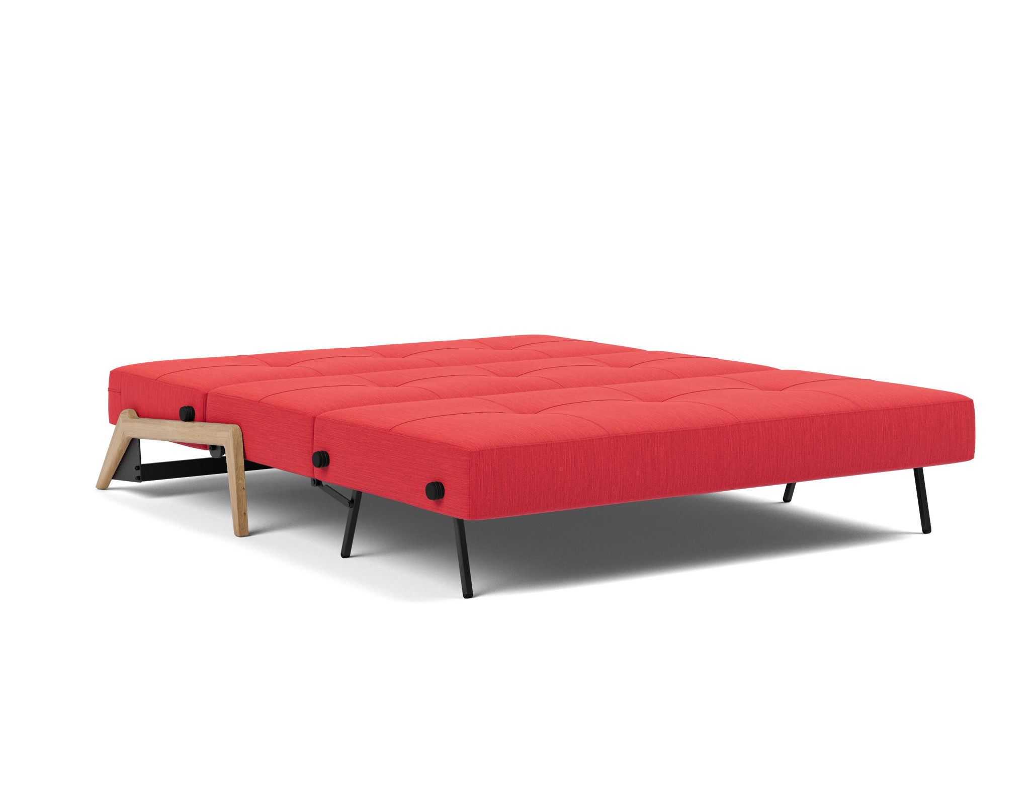 Schlafsofa Cubed 160 Flachgewebe Elegance 511-Red Beine Eiche