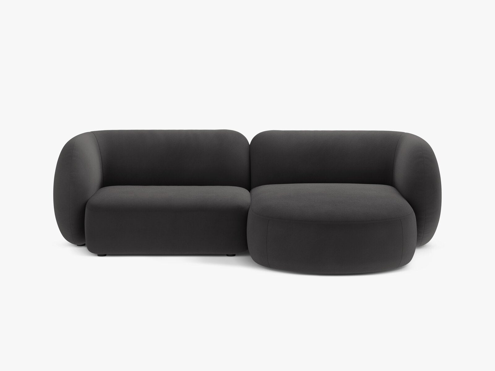 Micadoni Ecksofa Kate 2-Sitzer Rechts Samt Dunkelgrau