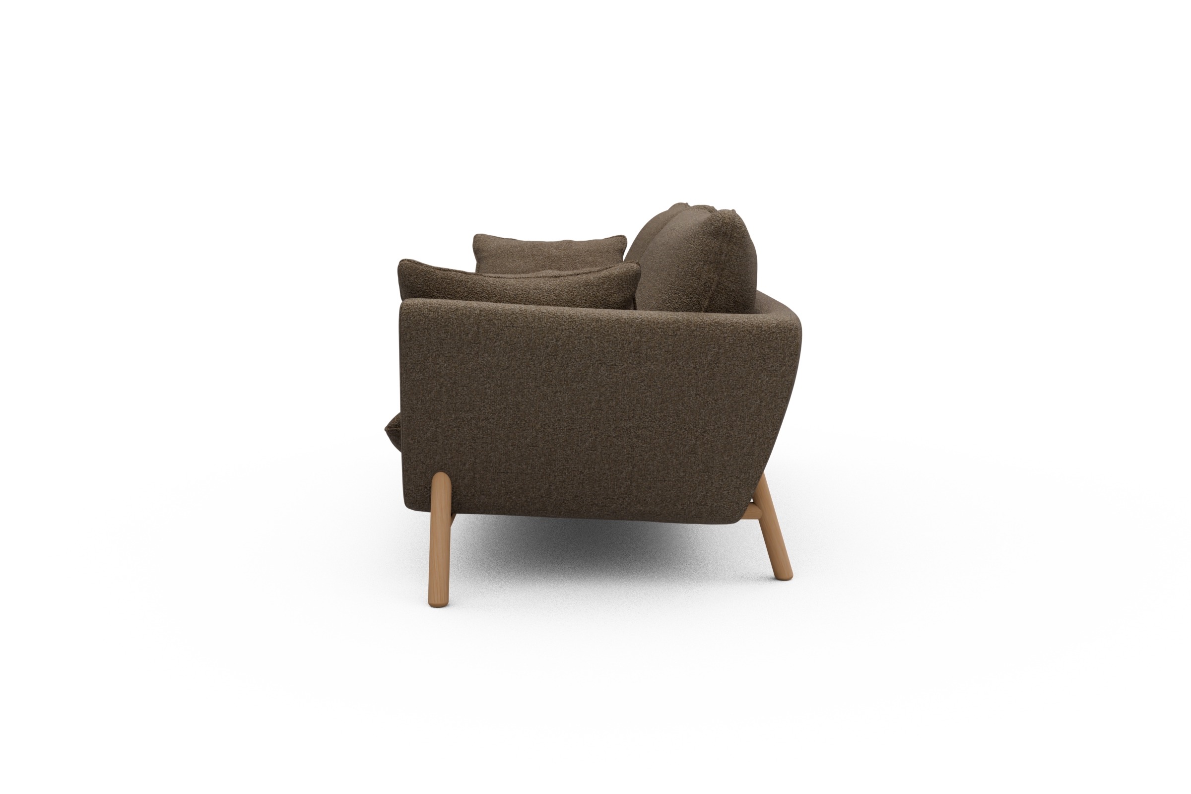 Sofa Emil 3-Sitzer Beinfarbe Eiche Natur Aivi-Khaki-Brown